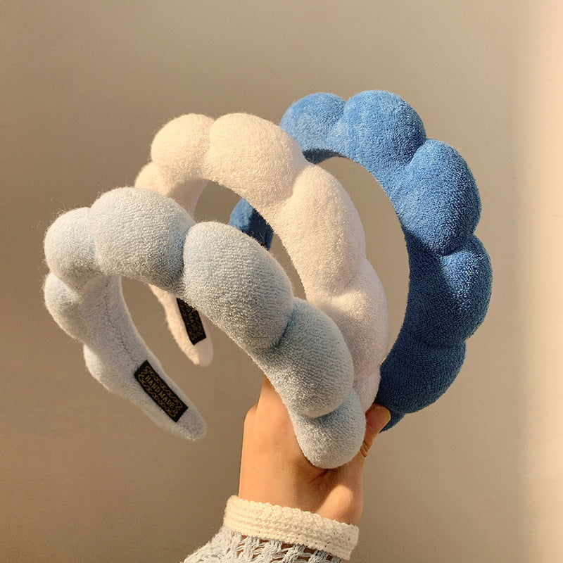 French Blue Cloud Hair Hoop Women&#039;s High Cranial Top Wide Side Wash Face Pressure Hair Presse Hair Hoop