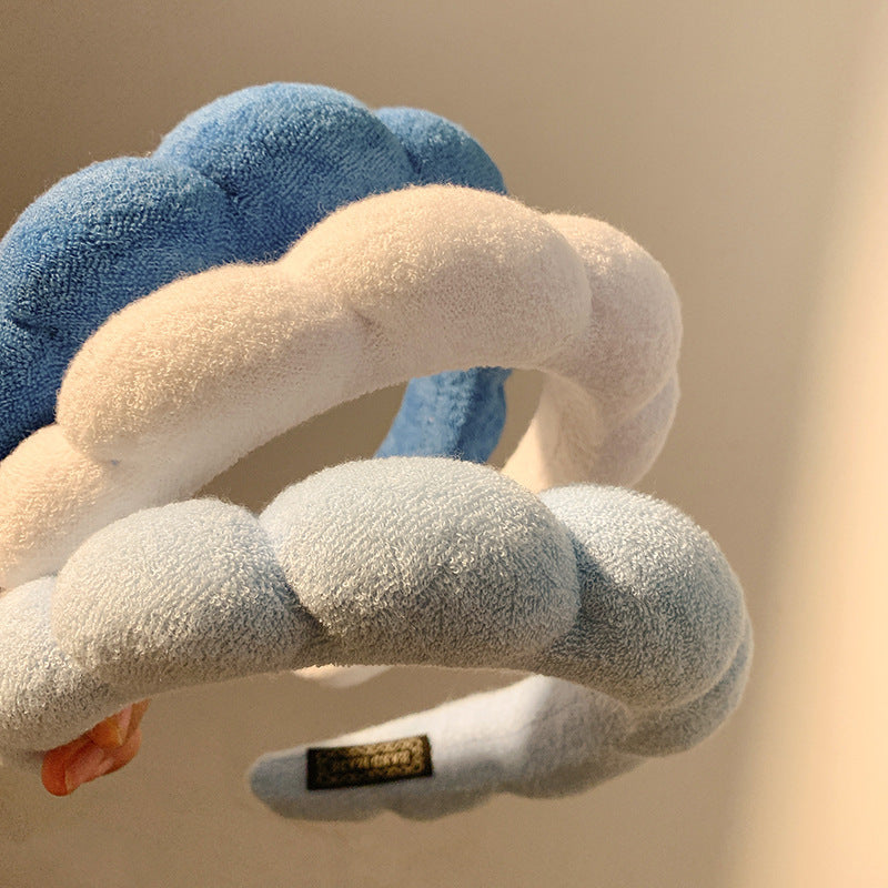 French Blue Cloud Hair Hoop Women&#039;s High Cranial Top Wide Side Wash Face Pressure Hair Presse Hair Hoop