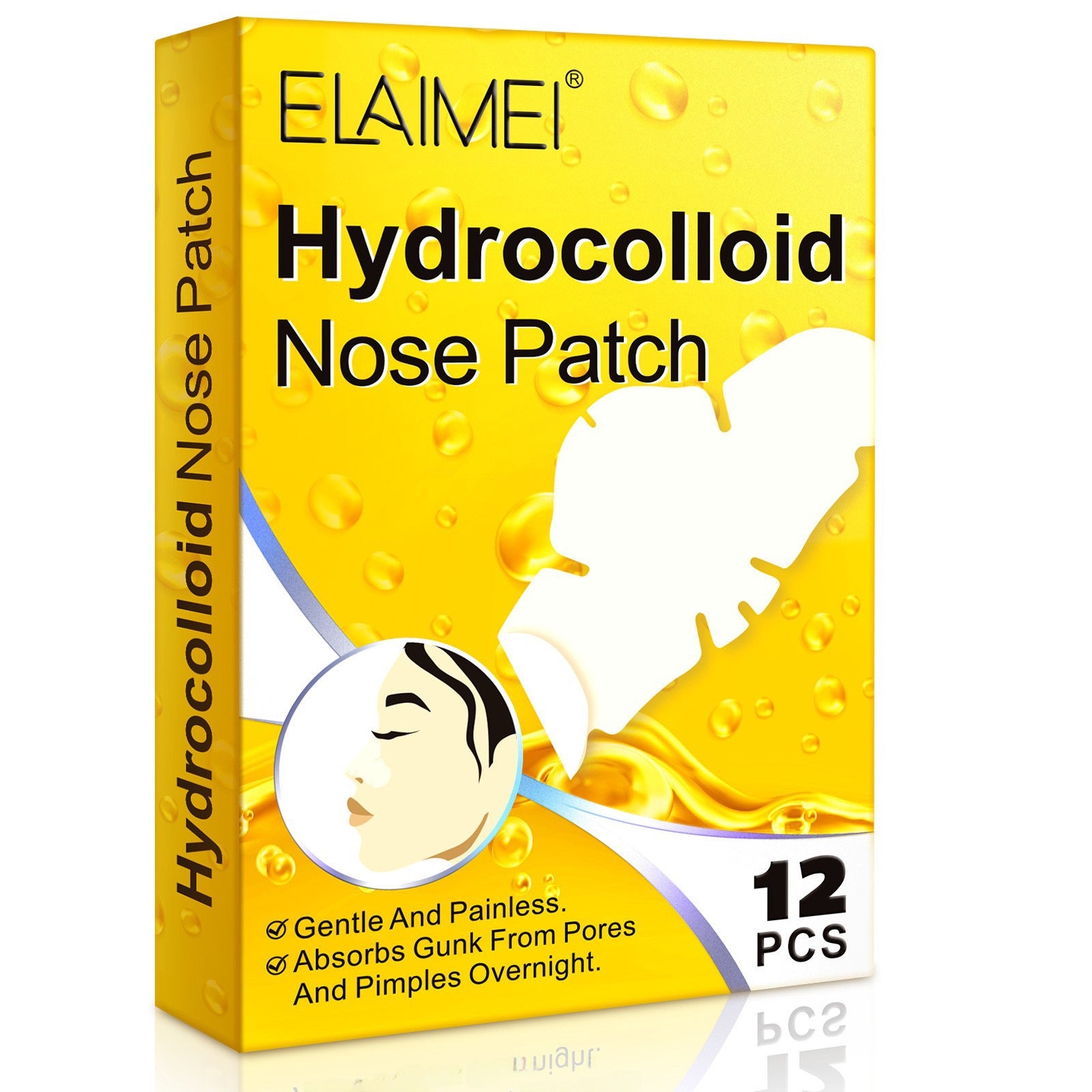 ELAIMEI Hydrocolloid Blackhead Acne Removing Nose Paste Pore Cleansing White Head Nose Mask Mild And Does Not Hurt Skin 12pcs