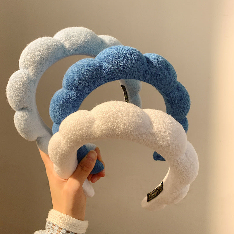 French Blue Cloud Hair Hoop Women&#039;s High Cranial Top Wide Side Wash Face Pressure Hair Presse Hair Hoop
